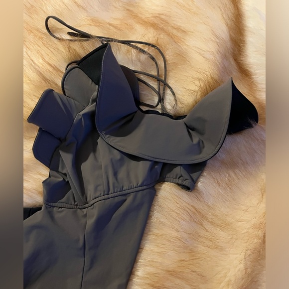 Green Kanomi One Shoulder cutout Swimsuit UV Sun Protection handmade One piece - Picture 3 of 9